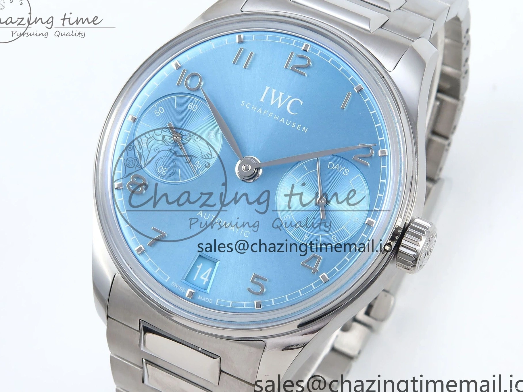 MIROTIME 0306 FashionForward Portugieser Auto IWC0562D APSF 1:1 Best Edition Light Blue Dial on SS Bracelet A 6994